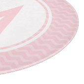 Planche À Découper Tableau de coupe en verre monogramme rose Chevron  (Coin)