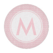 Planche À Découper Tableau de coupe en verre monogramme rose Chevron  (Devant)