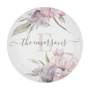 Planche À Découper Tableau de coupe florale monogrammé