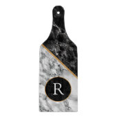 Planche À Découper Tableau de coupe personnalisé Marbre noir blanc (Devant)