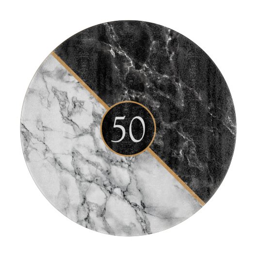 Planche À Découper Tableau de découpe en marbre noir blanc Faux perso (Devant)