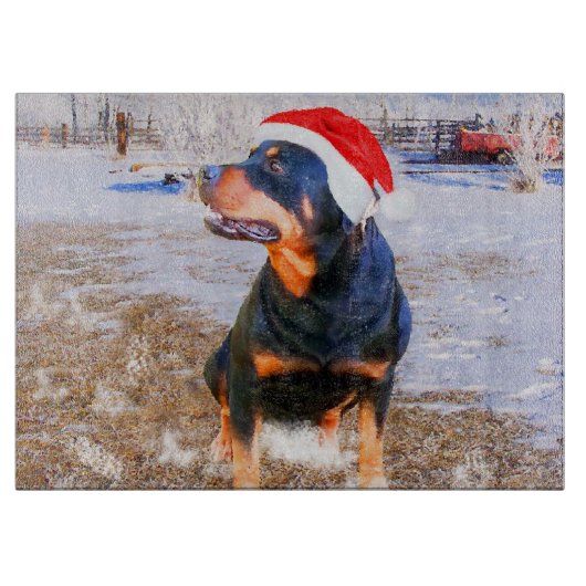 Planche À Découper Tableau de découpe en verre de chien Rottweiler (Devant)