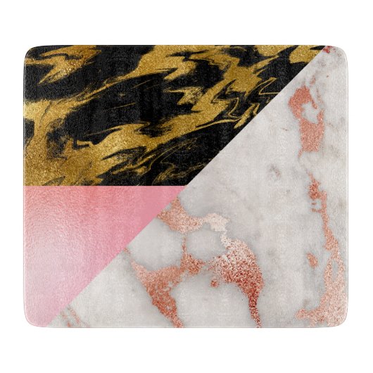 Planche À Découper Tableau de découpe géométrique Motif en marbre (Devant)