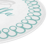 Planche À Découper Tableau de découpe Monogramme circulaire turquoise (Coin)