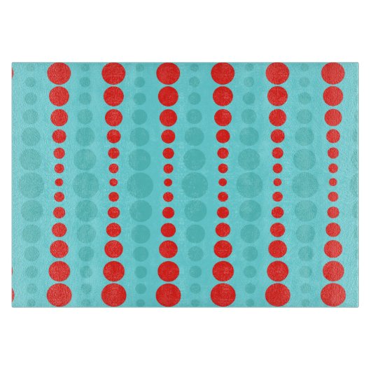 Planche À Découper Tableau de découpe rouge et turquoise rétro (Devant)