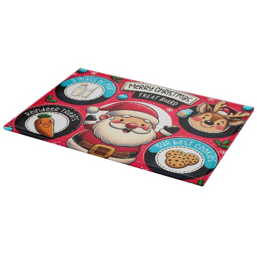 Planche À Découper Tableau de Noël pour Père Noël | Lait, cookies (Coin)