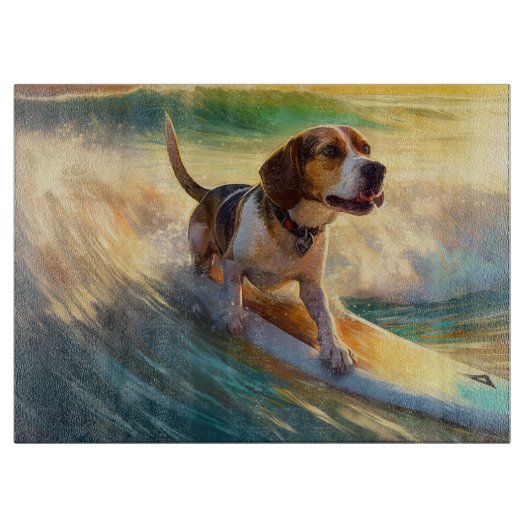 Planche À Découper Tableau de surf de plage beagle (Devant)