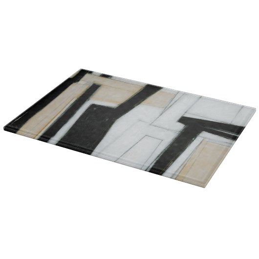 Planche À Découper Tableau noir et blanc Abstrait (Coin)