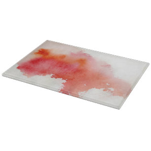 Planche À Découper Tache rouge, peint à la main abstrait d'aquarelle
