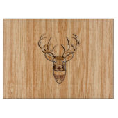 Planche À Découper Tail blanche Tête de cerf bois conception du grain (Devant)