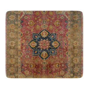 Planche À Découper Tapis persan asiatique Kashan en or rouge
