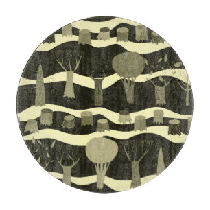 Planche À Découper Tapisserie de bois gris : arbres motif.