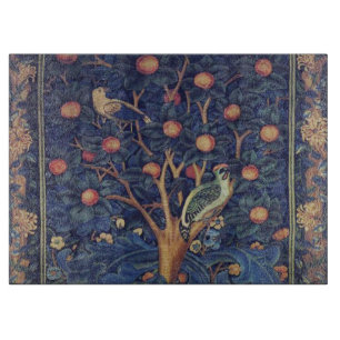 Planche À Découper Tapisserie Pic-vert de William Morris modèle bleu