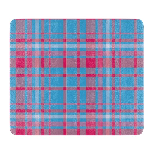 Planche À Découper Tartan bleu et rouge (Devant)