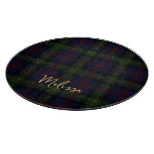 Planche À Découper Tartan Clan Malcolm Vert Écossais Violet Écriture