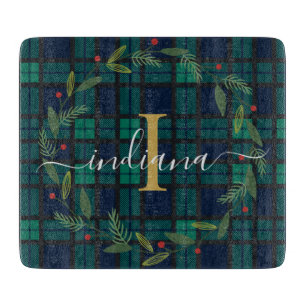 Planche À Découper Tartan en forme de monogramme en plastique