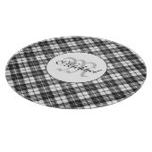 Planche À Découper Tartan motif Noël noir blanc Monogramme (Coin)