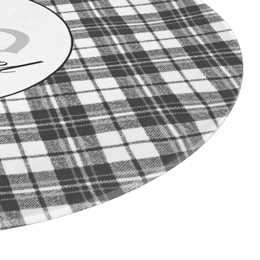 Planche À Découper Tartan motif Noël noir blanc Monogramme (Coin)