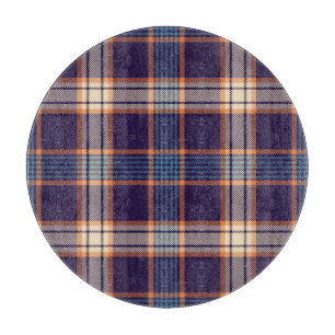 Planche À Découper Tartan plaid, texture marine colorée.