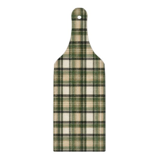 Planche À Découper Tartan Vert Forêt de Bois (Devant)