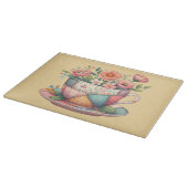 Planche À Découper Tasse à thé patchwork aux fleurs fantaisistes (Coin)
