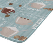 Planche À Découper Tasses à café Lignes verticales bleues Grains de c (Coin)