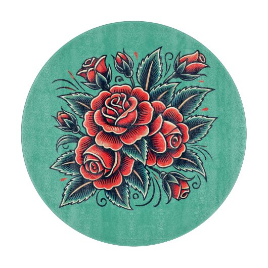 Planche À Découper Tatouage Rose Rose rouge Art (Devant)
