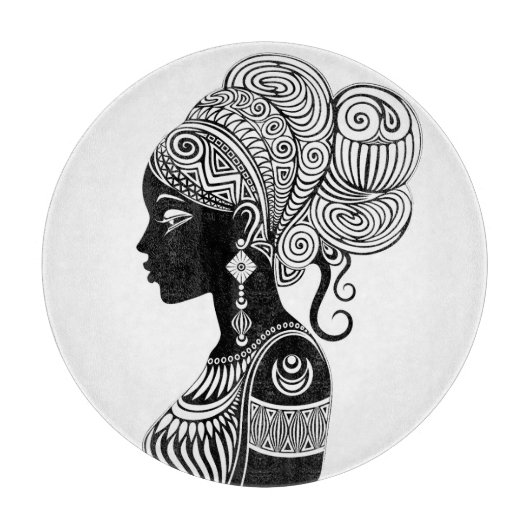 Planche À Découper Tatouage Tribal Portrait de Fille Africaine (Devant)