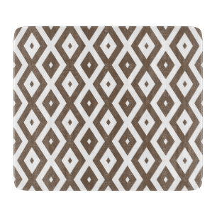 Planche À Découper Taupe brown and white diamond pattern
