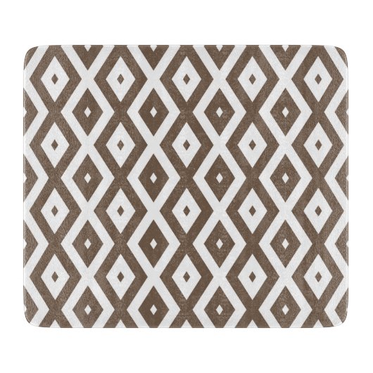 Planche À Découper Taupe brown and white diamond pattern (Devant)