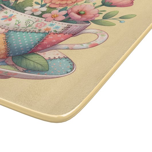 Planche À Découper Teacup Patchwork avec Fleurs Whimsical (Coin)