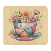 Planche À Découper Teacup Patchwork avec Fleurs Whimsical (Devant)