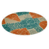 Planche À Découper Teal, Orange, and Tan Abstract Flowers (Coin)