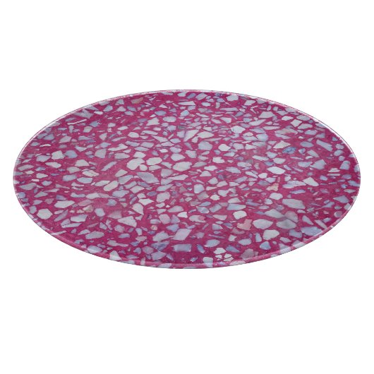 Planche À Découper Terrazzo Texture : Elégance blanche rose. (Coin)