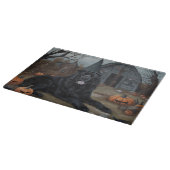 Planche À Découper Terre-Neuve Citrouille Halloween effroi (Coin)