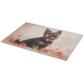 Planche À Découper Terrier Australien avec des Roses - Saint-Valentin (Coin)