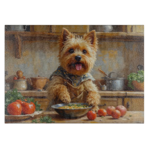 Planche À Découper Terrier Cairn Cuisinant dans la Cuisine