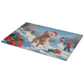 Planche À Découper Terrier rouillé en neige avec Casquette de Noël (Coin)