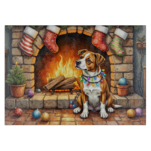 Planche À Découper Terrier Staffordshire américain Lumières de Noël