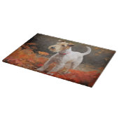 Planche À Découper Terrier Wirefox dans les feuilles d'automne chute (Coin)