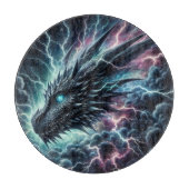 Planche À Découper Tête de dragon dans un orage avec éclairs (Devant)