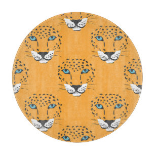 Planche À Découper Tête de léopard orange, motif sans soudure.