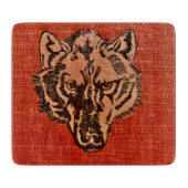 Planche À Découper Tête de loup sur fond rouge  (Devant)