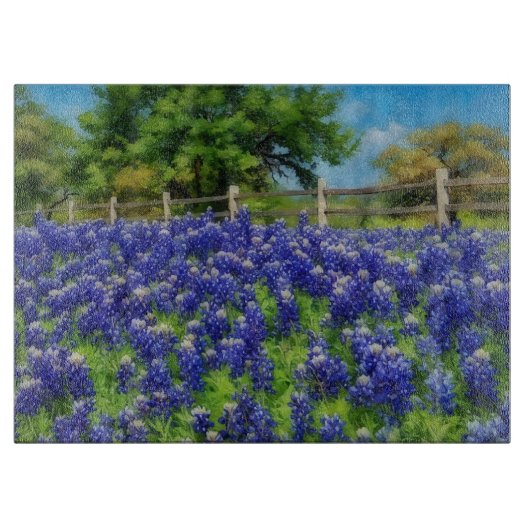 Planche À Découper Texas Bluebonnets Blue Flowers Art Glass (Devant)
