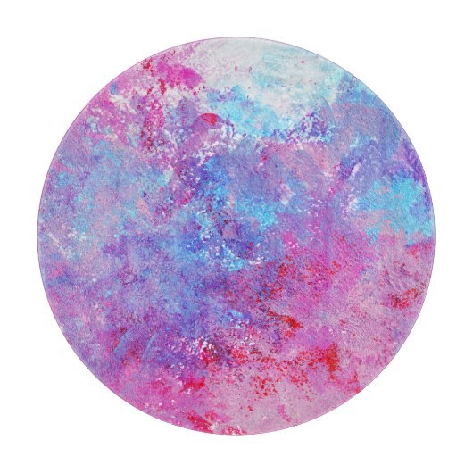 Planche À Découper Texture créative bleu-rose, taches de peinture. (Devant)