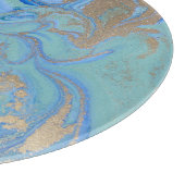 Planche À Découper Texture d'aquarelle liquide en or bleu (Coin)