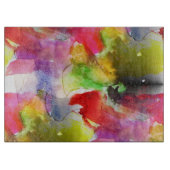 Planche À Découper Texture de conception rouge, aquarelle jaune (Devant)