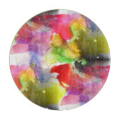 Planche À Découper Texture de conception rouge, aquarelle jaune (Devant)