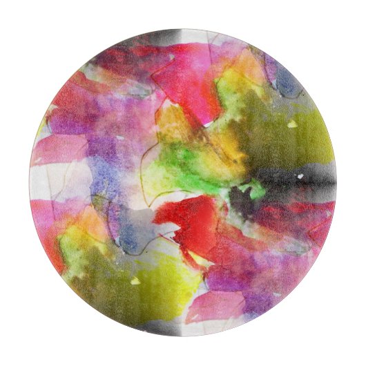 Planche À Découper Texture de conception rouge, aquarelle jaune (Devant)