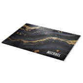 Planche À Découper Texture en marbre noir et or personnalisée (Coin)